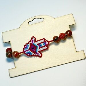 Handmade natural gemstone and seed beads bracelet